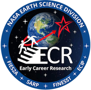 Mission patch for NASA Earth Science Division's Early Career Research (ECR) program, including FIES2A, SARP, FINESST, and ECIP